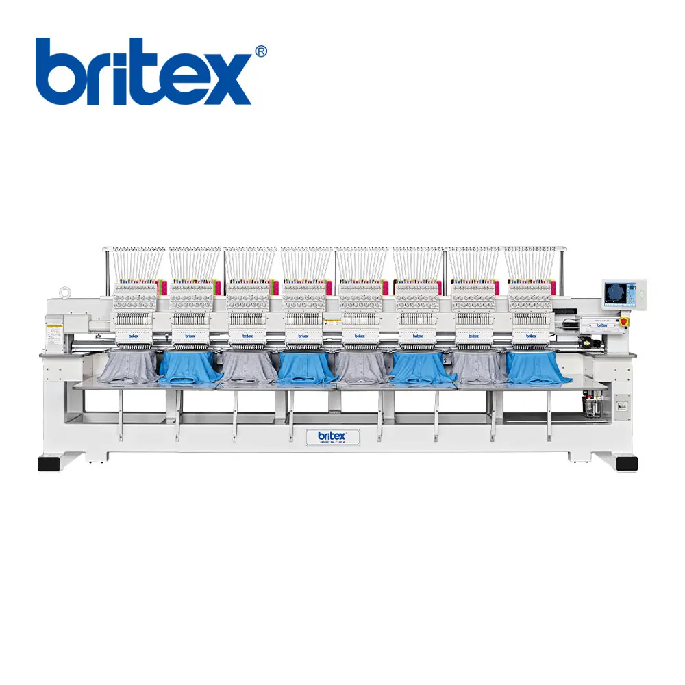Good selling britex BR-1508 eight Heads 15 Needles 8 head embroidery machines sewing  logo embroidery machines on clothes