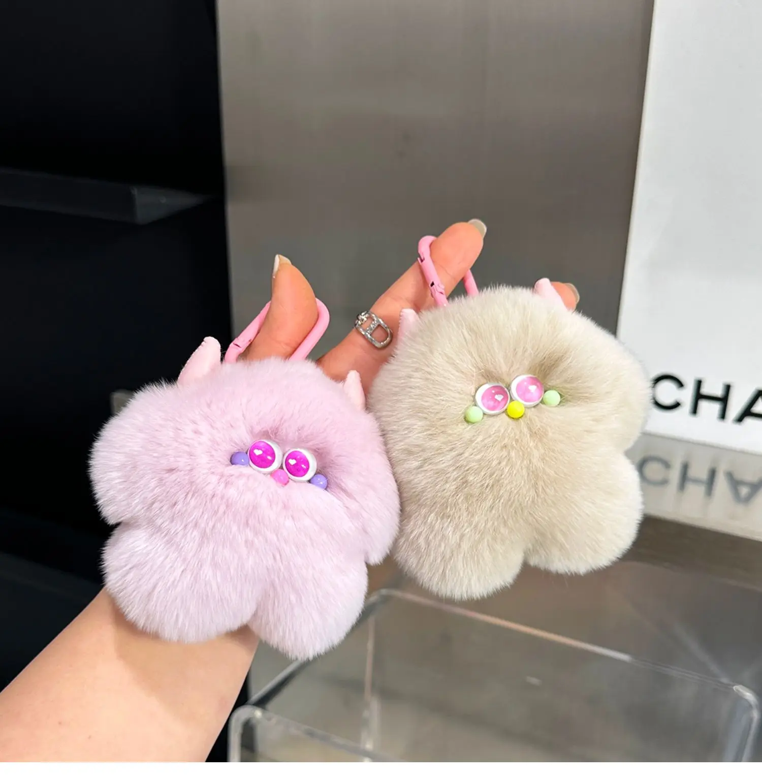Rex Rabbit Fur Made Cute Calf Pendant Real Fur Plush Doll Bag Pendant Mini Plush Keychain