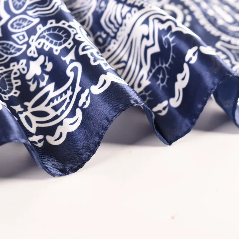 Women Large Silk Satin Paisley Head Scarves Bandana Style Shawl and Scarf 90*90cm Square Plain Shawls Head Scarfs for Ladies