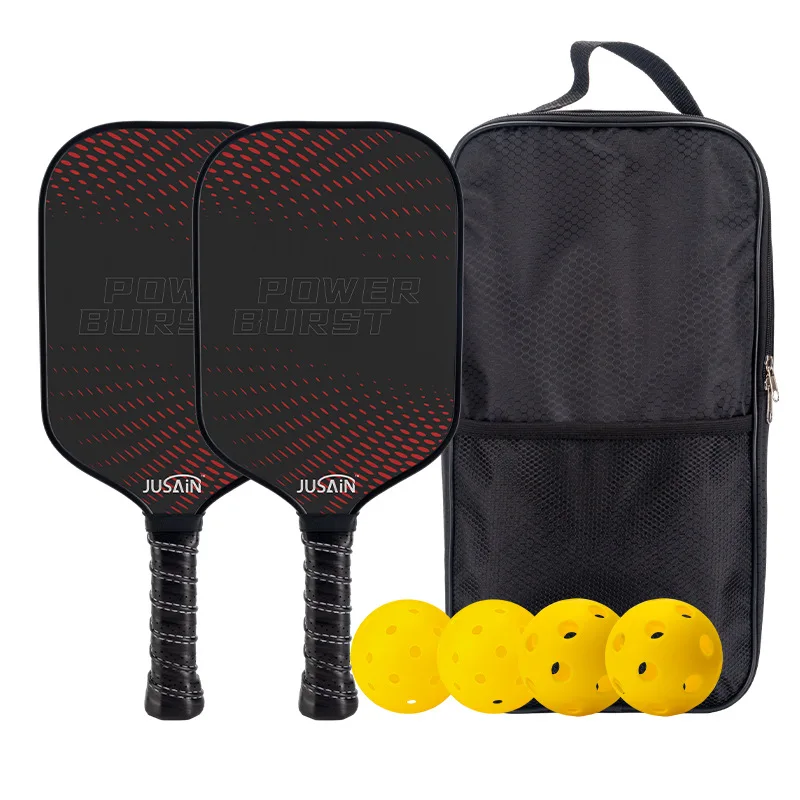 Outdoor Professional Beach Tennis Rackets Set Carbon Fiber Gym Fitness Training Pickleball Paddles Balls Sweatbands Bag