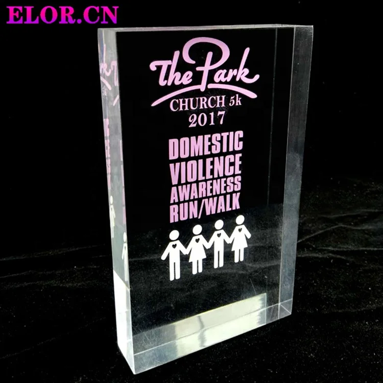 Specially Shape Acrylic Trophy Awards UV Printing Colorful Marathon Trophy Good Looking Customization By Your Design