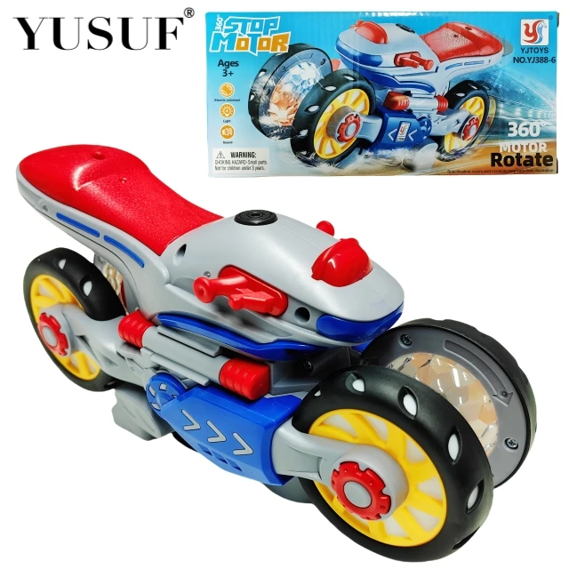 2025 new Rotary motorcycle for Kids LED Light Spray Remote Controlled Rc Motorcycle Car Toy With Gesture Sensing Watch