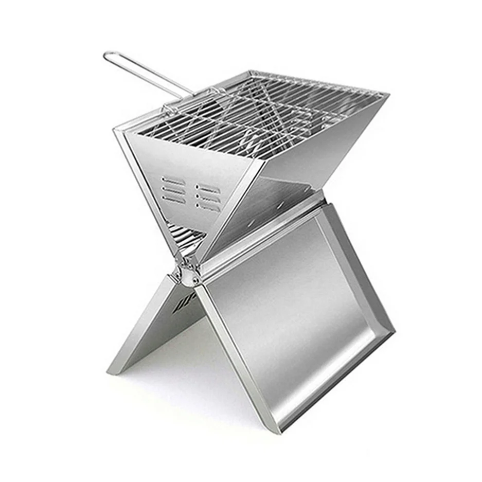 В наличии, грили для барбекю на древесном угле, легко очищаемые, бездымные, из нержавеющей стали, портативный складной ноутбук, гриль для барбекю