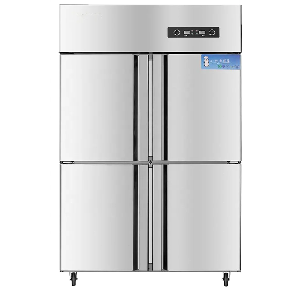 Stainless steel vertical commercial four-door freezer refrigerated frozen for household hotel supermarket catering industry