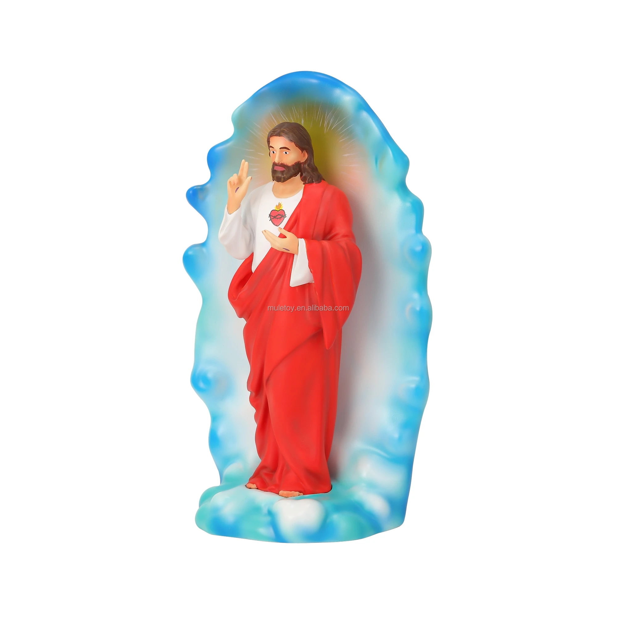 Handmade Sacred Heart of Jesus Statue Figurine Custom Religious Resin Art for Home & Garden Decoration Anime Mascot Style