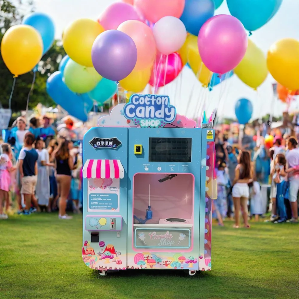 Robot Electric Full Automatic Cotton Candy Vending Machine Coin Operated with SDK Function