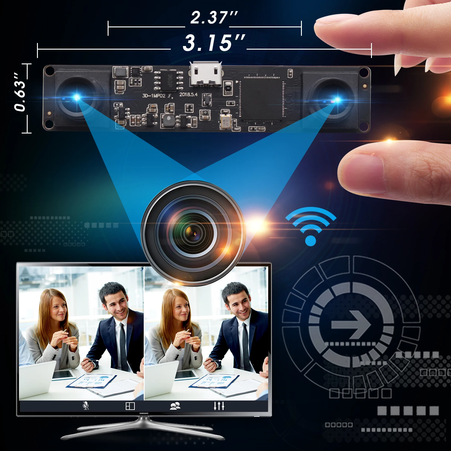 ELP 1.3MP 960P USB2.0 dual lens usb camera module Synchronization camera for 3D depth detection of human eye effect