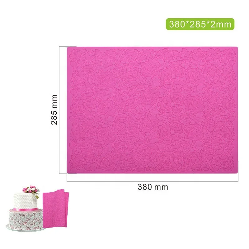 Wedding Impression Rose Flowers Silicone Lace Mat Border Baking Fondant 3D Mold To Decorate Cake Lace Mold Cake Decorating Tools