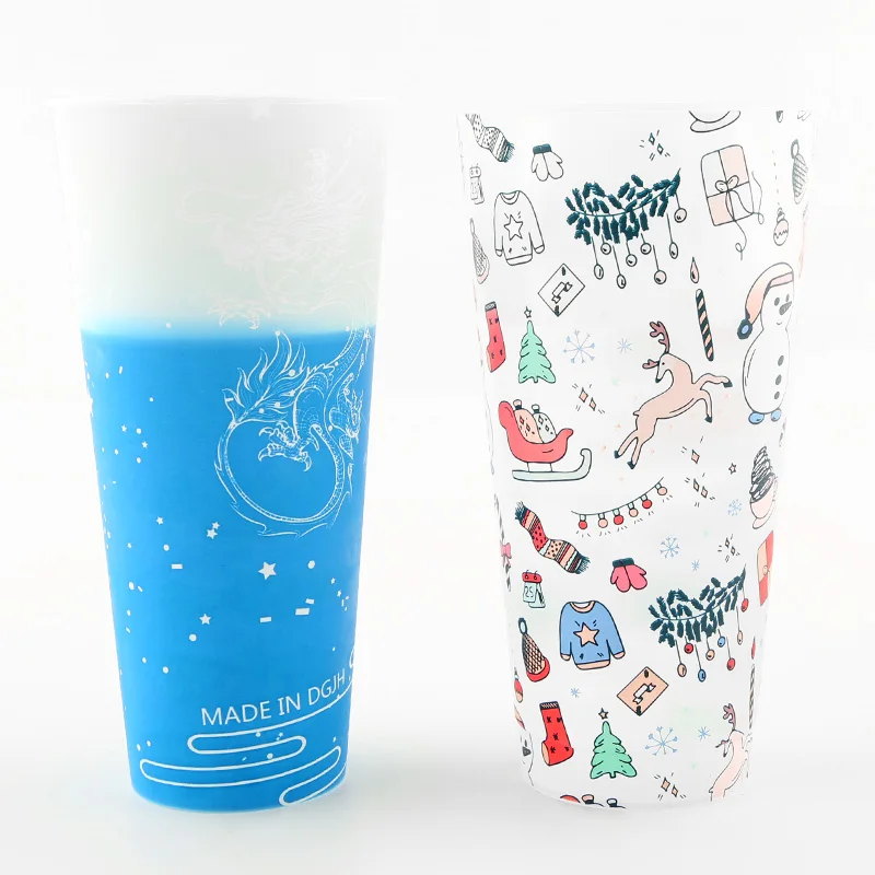 wholesale custom logo printed pp injection personalized christmas plastic color changing boba cup