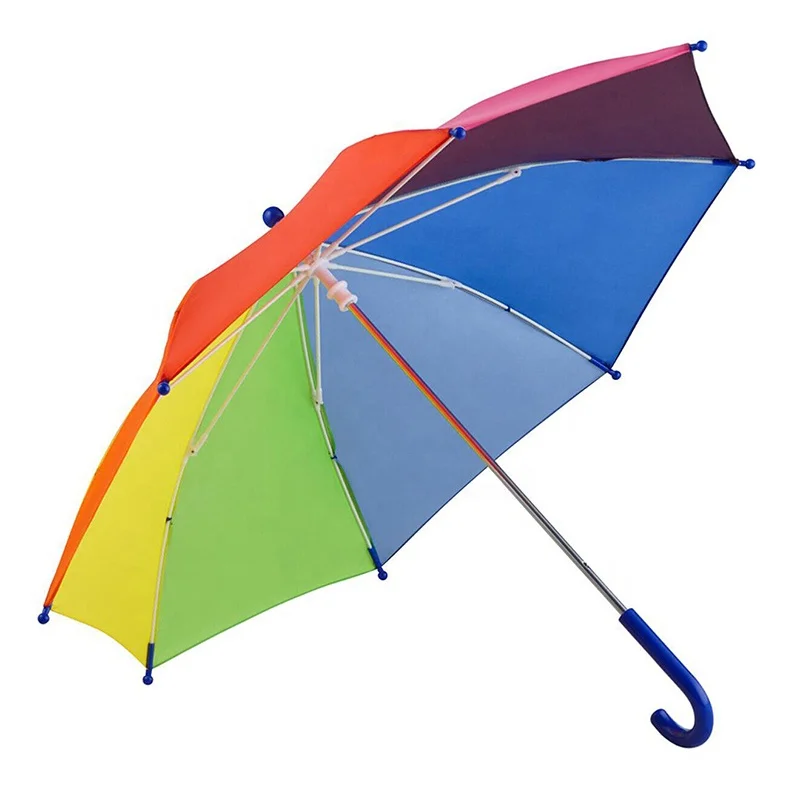 Children Manual Mini Stick Rainbow Color Umbrella for Child