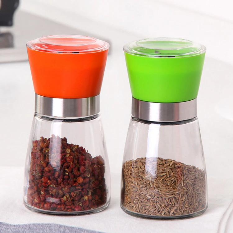 Hot Amazon High Quality New Stainless Steel Mill Salt Pepper DIY Manual Bottle Glass Kitchen