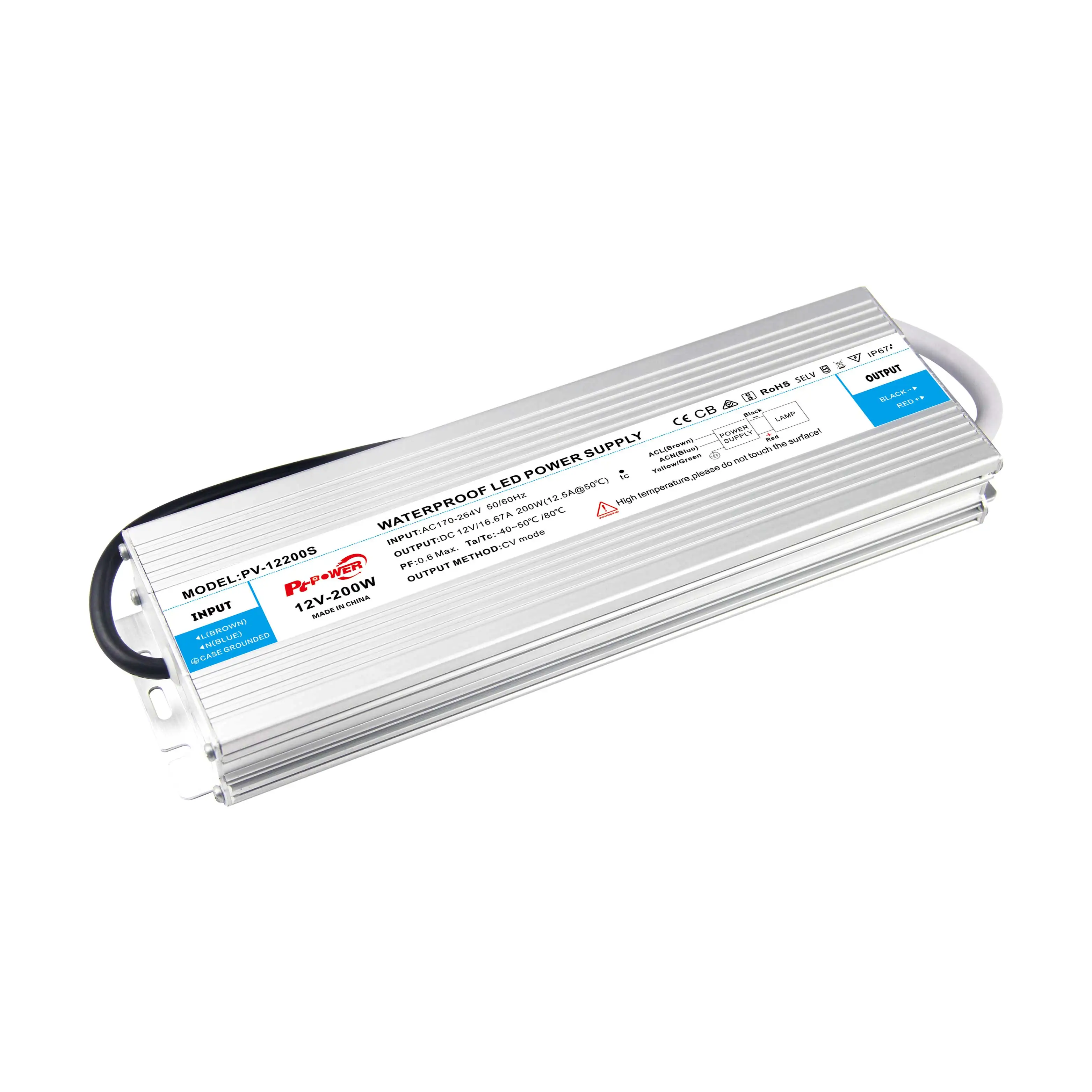 IP67 Led Driver 12V 200W Constant Voltage LED Power Supply for Home Lighting Strip Light