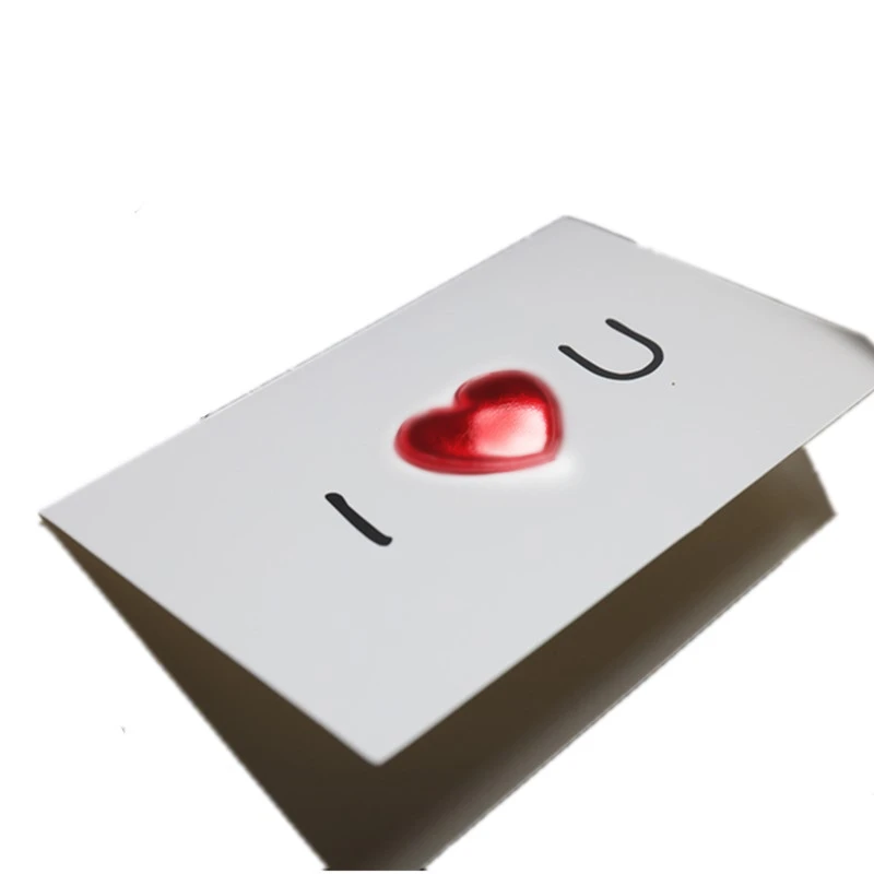 Half fold embossing UV coated red heart shaped wedding invitation cards greeting cards / paper blank cards 5.5x8.5 inches