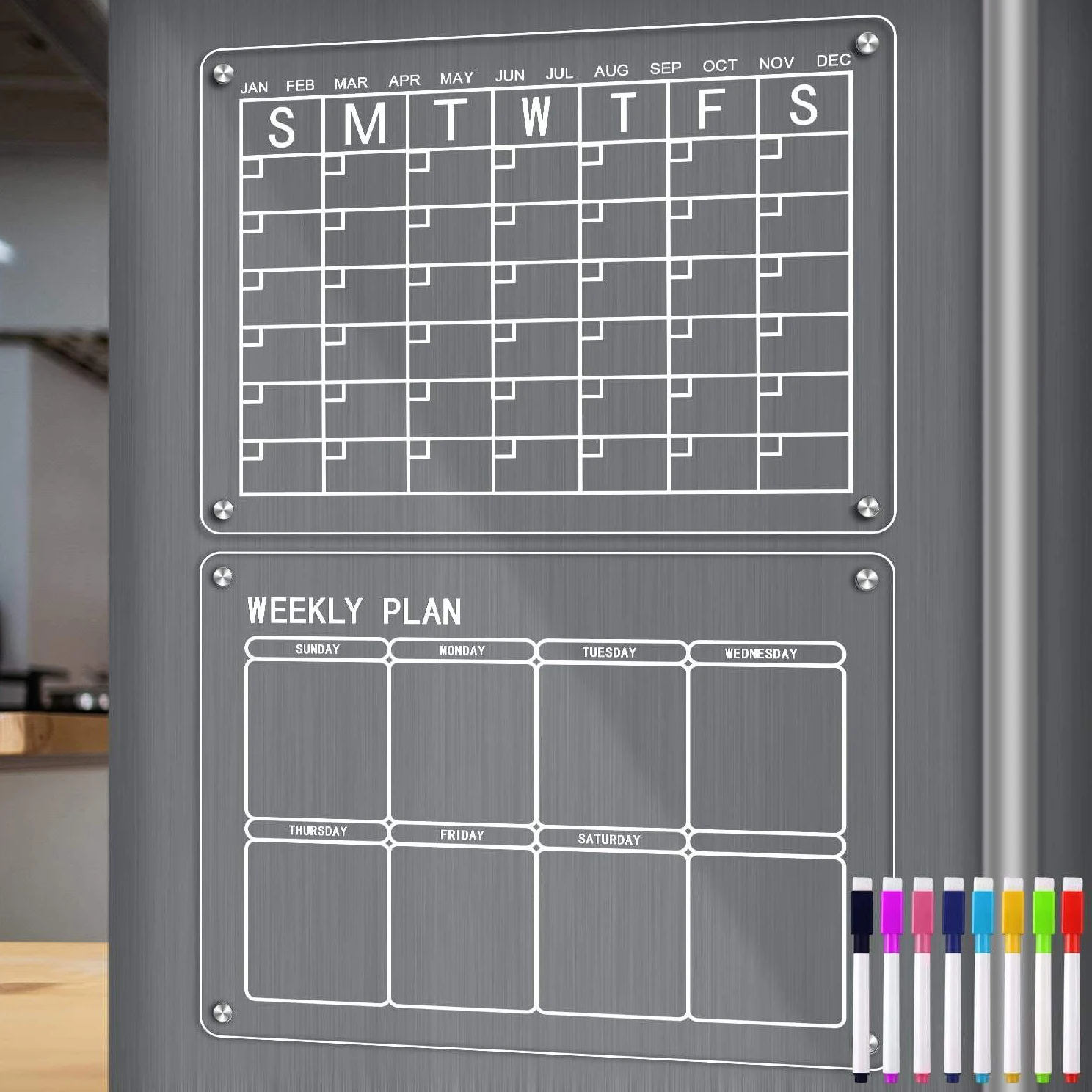 Кухонный Декор холодильник планировщик акриловый магнитный календарь для холодильника ежемесячно и