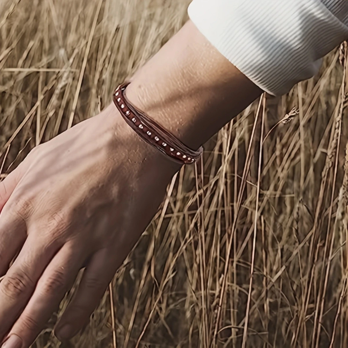 12Pcs Braided Leather Bracelets Set For Men Women Wooden Beaded Cuff Wrap Bracelet Boho Ethnic Tribal Linen Hemp Cords Wrap