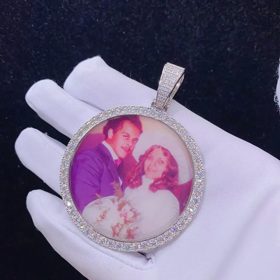Custom 925 Sterling Silver Iced Out Hiphop Moissanite Diamond Picture Frame Memory fashion jewelry pendants & charms