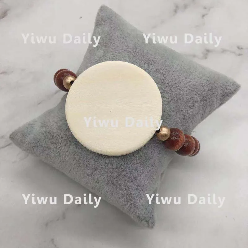 Monogram Wood Disc Wooden Beads Pearl Beaded