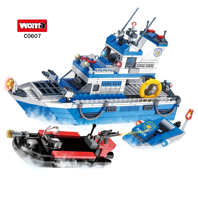 WOMA TOYS C0607 Police Patrol Boat Toy Set for Kids with Law Enforcement Watercraft Play Features
