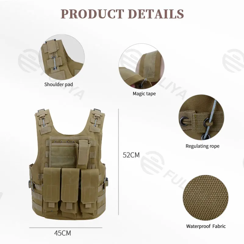 FULIYA Durable Camping Tactical Equipment Vest for Training Functional Sport Tactical Vest Outdoor