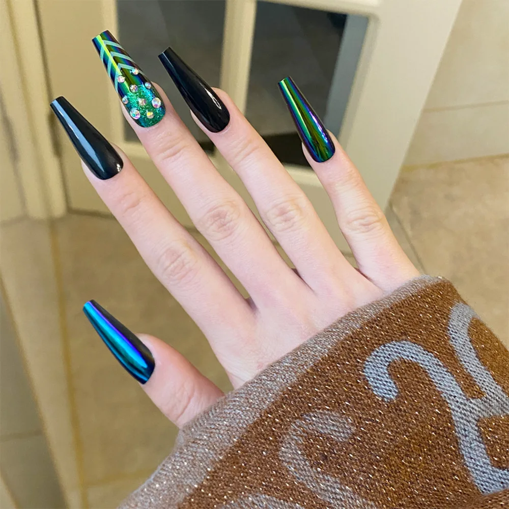 Free Samples Manicure Design Style Ballerina Packaging Box 24pcs Glamour Nail Art Press On Nails Nails