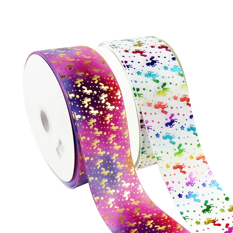 Wholesale Custom Hign Quality 3 inch 75mm Rainbow Printed Grosgrain Ribbon