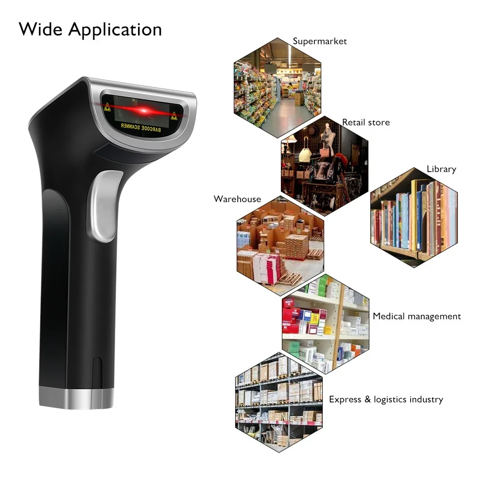 YHDAA High Resolution Coms Image Barcode Reader Fast Automatic Scanning 1D 2D Wireless Barcode Scanner Gun