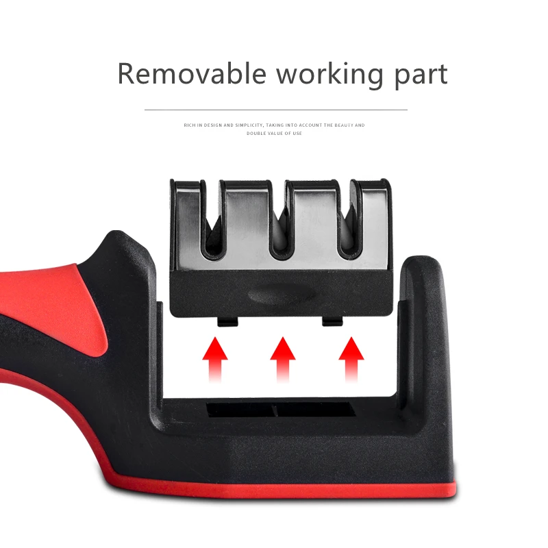 Kitchen Manual Knife Sharpener Black With Red Color Sharpener Professional Sharpener Knives In Kitchen Color Box Packing