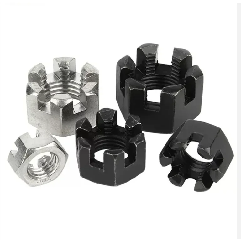 4.8/8.8/10.9 Grade Carbon Steel Hexagon Slotted Nuts M6 M8 M10 M12 M14 M16 M18 M20 M22 M24 M27 M30 M36