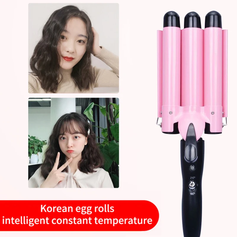 Popular 3 Barrel Hair Curler Style Drop shipping 2021 Hair Ccurling Heated Professional Rotating Triple Barrel Hair Curler