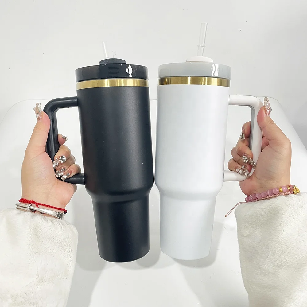 custom design Assorted Colors thermal outdoor sports powder coated H2.0 40oz gold plated tumbler tumbler with lid and straw