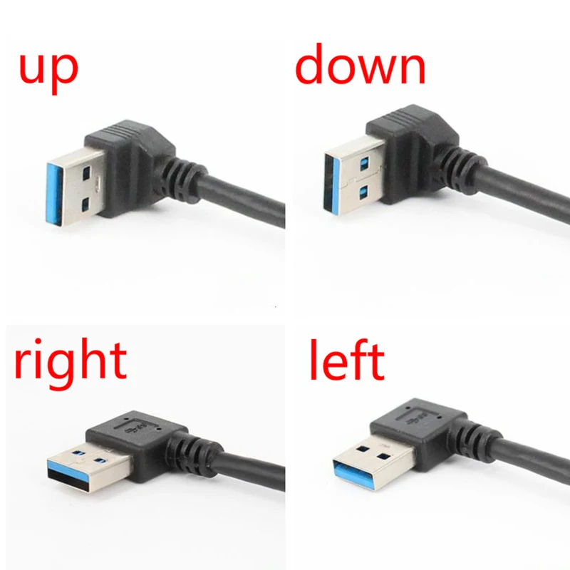 90 Degree USB 3.0 A Male To Female Adapter Cable Angle Extension Extender Cable USB Data Sync Charging Cable Left / Right / Up /