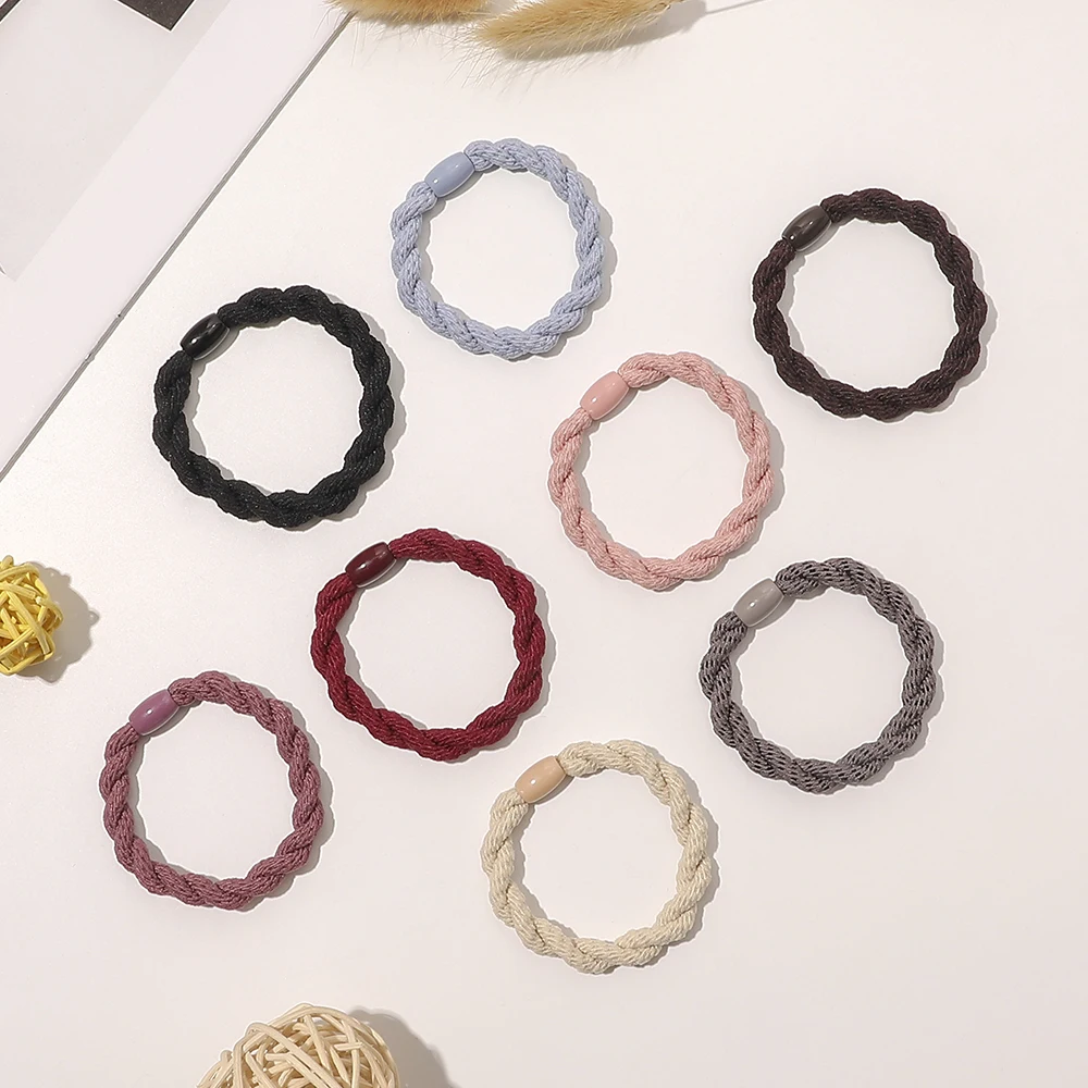 Wholesale Fashion Twisted Braided Hair Rope Ties Girl Hair Accessories Rubber Bands Elastic Hair Ties