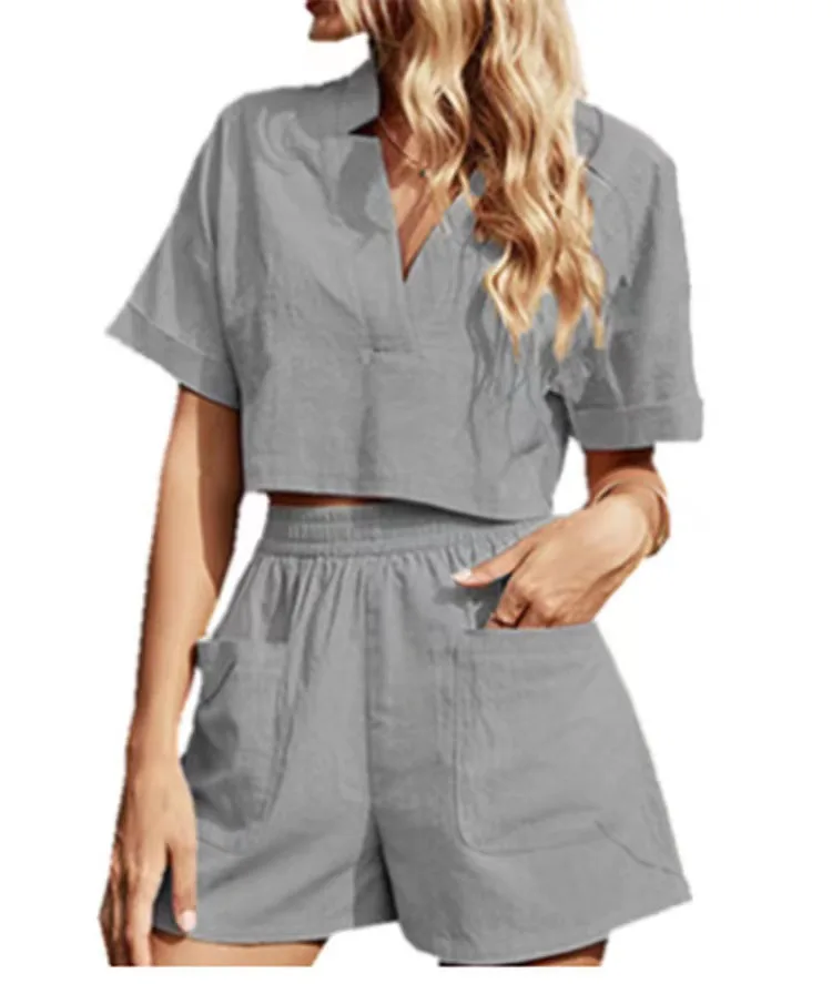 Loveda Wholesale Western Boutique Cotton Short Pajama Set Custom Shorts Sets for Women Two Piece