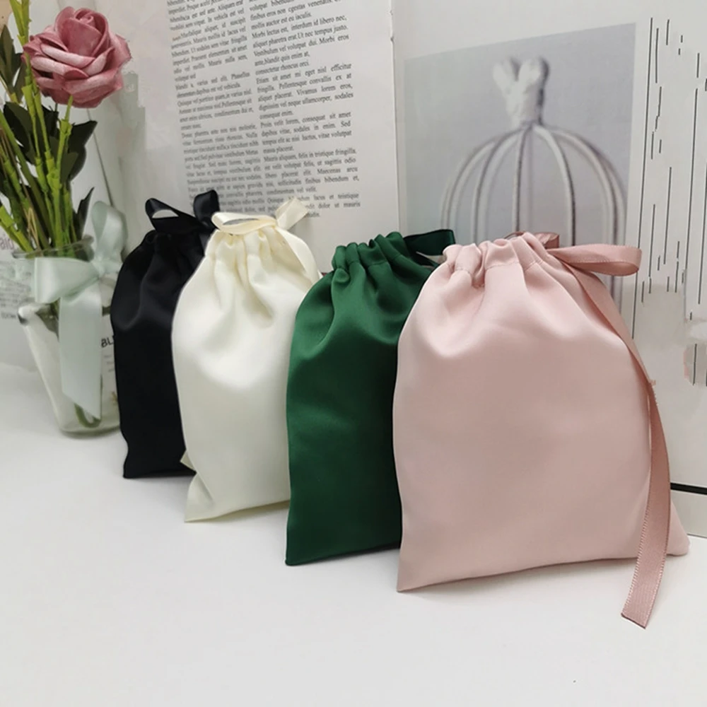 New Hair silk pouch satin drawstring bag with custom design