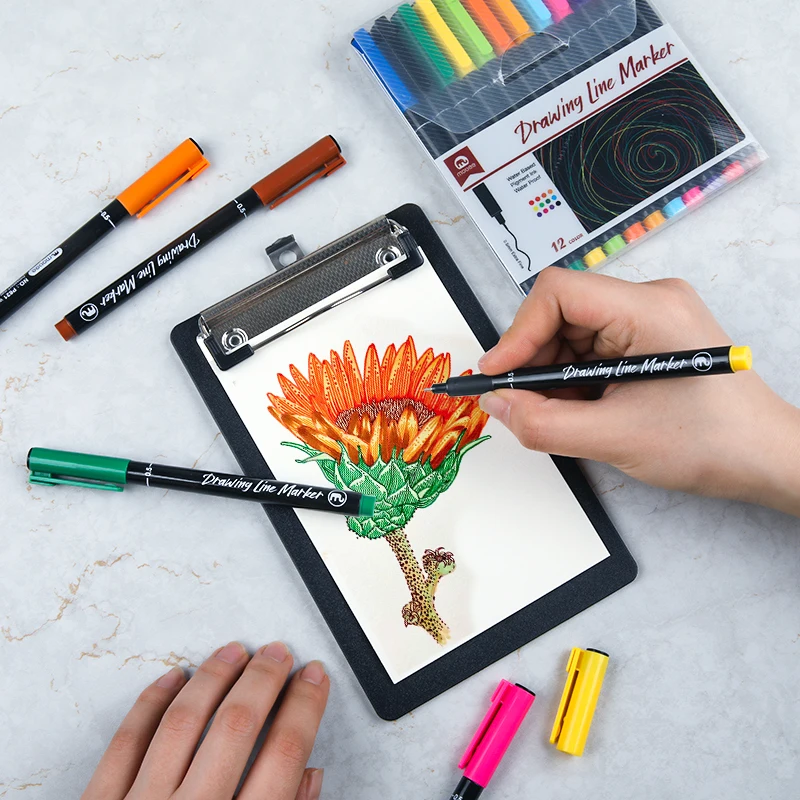 Mobee P-621 China Factory Wholesale writing smoothly supply 0.5mm Muti-Color bright fineliner marker pen with Clip