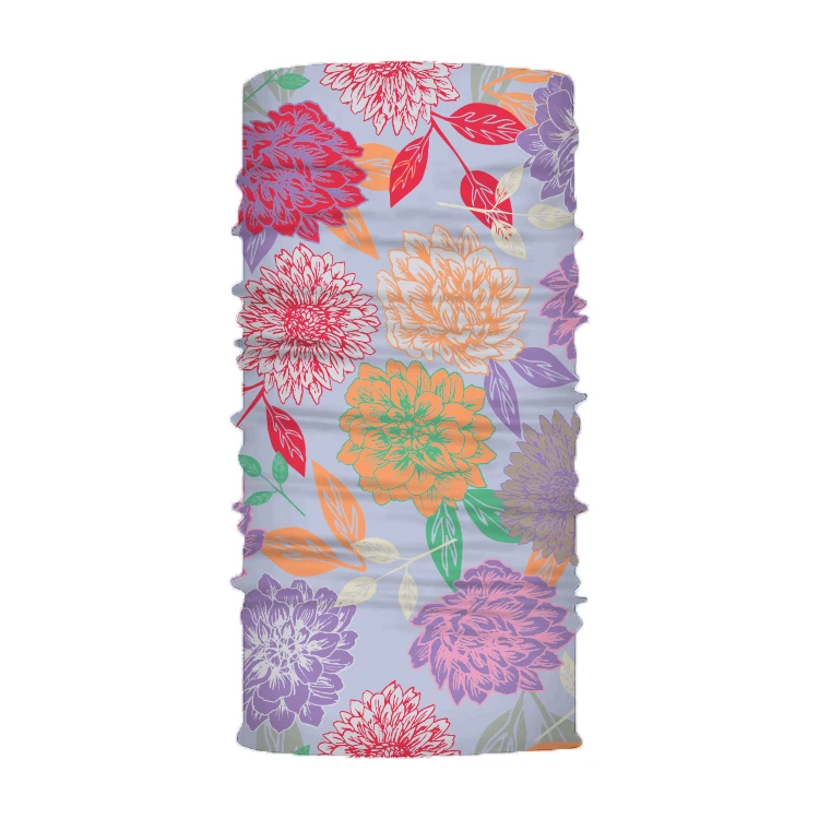100% Polyester Microfiber Multi Functional Headband Bandana UV Protection Flower Pattern Tube Bandana