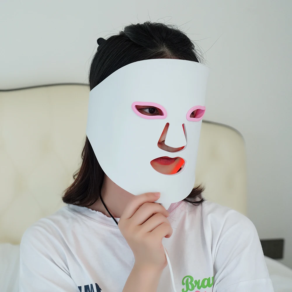 LED 7Colors Silica Gel Facial Mask LED Light Therapy Infrared Flexible Soft Silicon Face Mask Anti Wrinkle Ance Tighten Skin