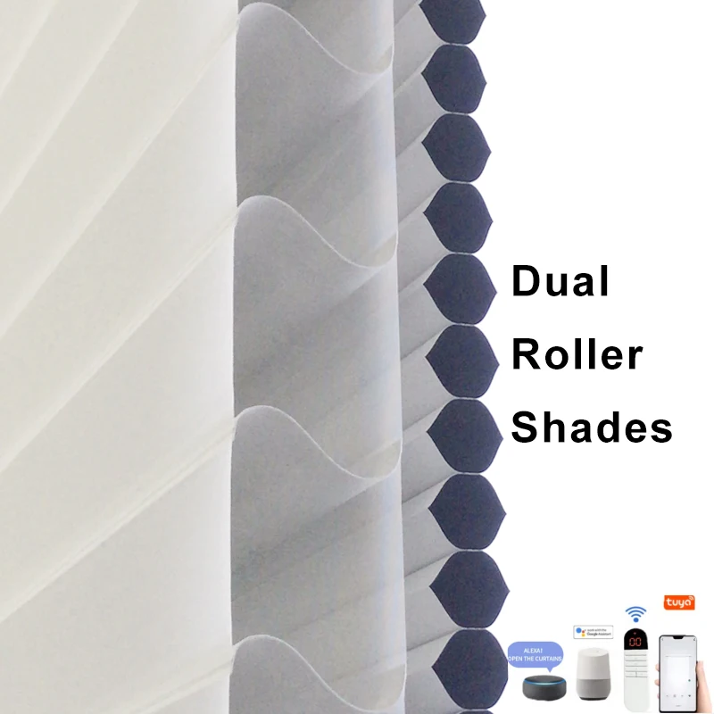 Custom Day Night Living Room Electric Remote Control Blackout Motorised Double Dual Roller Shades Blinds