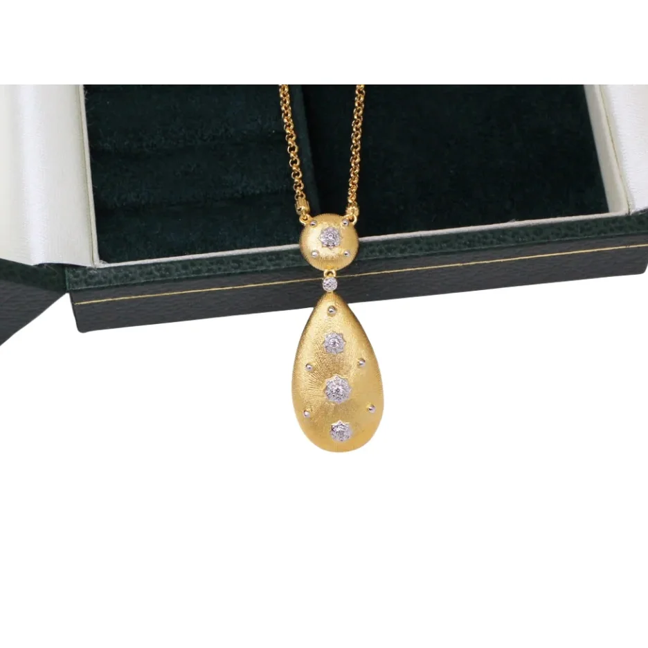 Wholesale Italian style S925 silver zircon star handmade brushed silk texture jewelry necklace