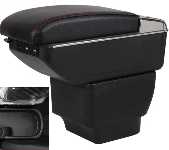 Old model design black Car Center Console Armrest Storage Box Leather ArmRest For Mazda 2
