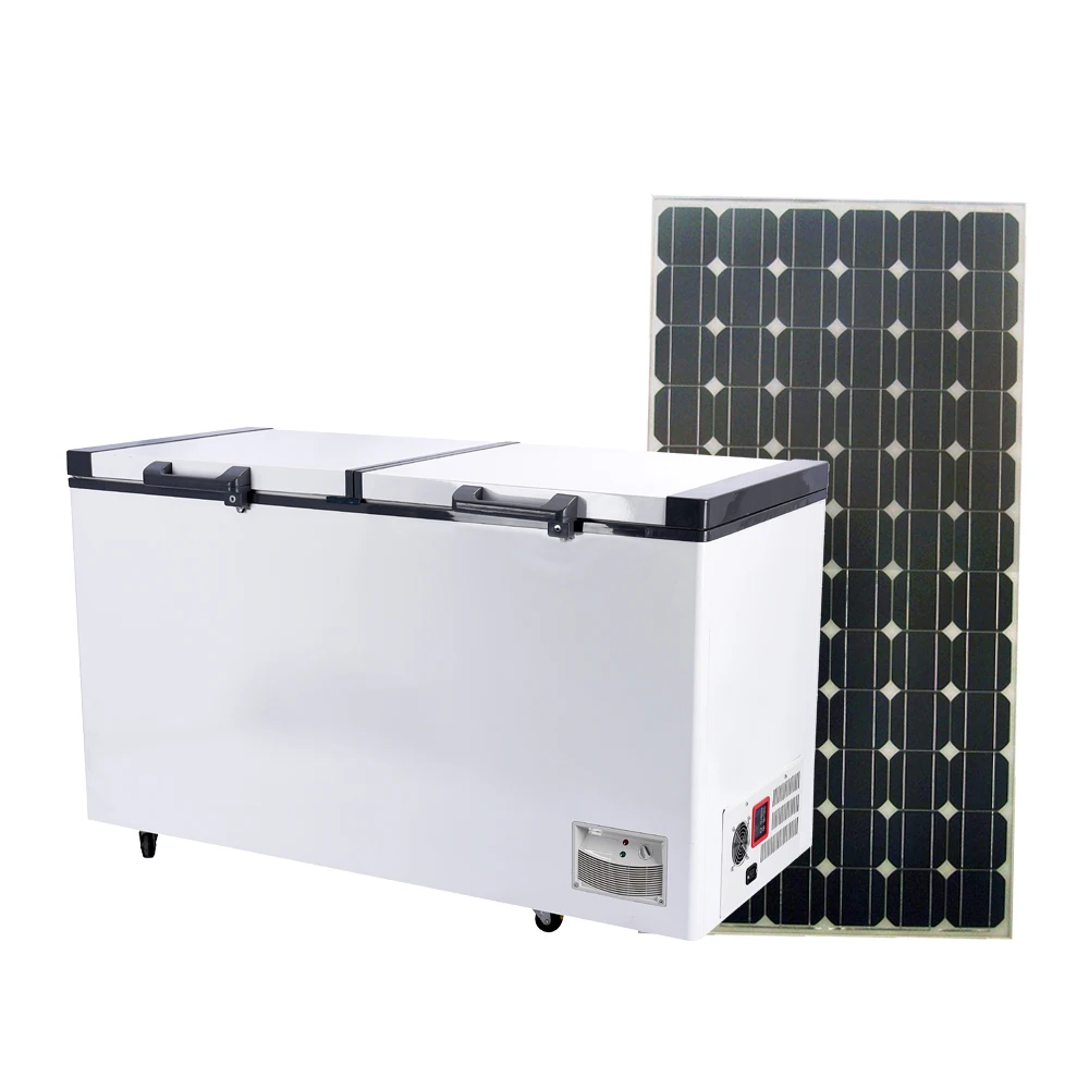 Factory direct sales product appliances solar chest freezer  big capacity 508 L with double door dc 12 freezer for commercial