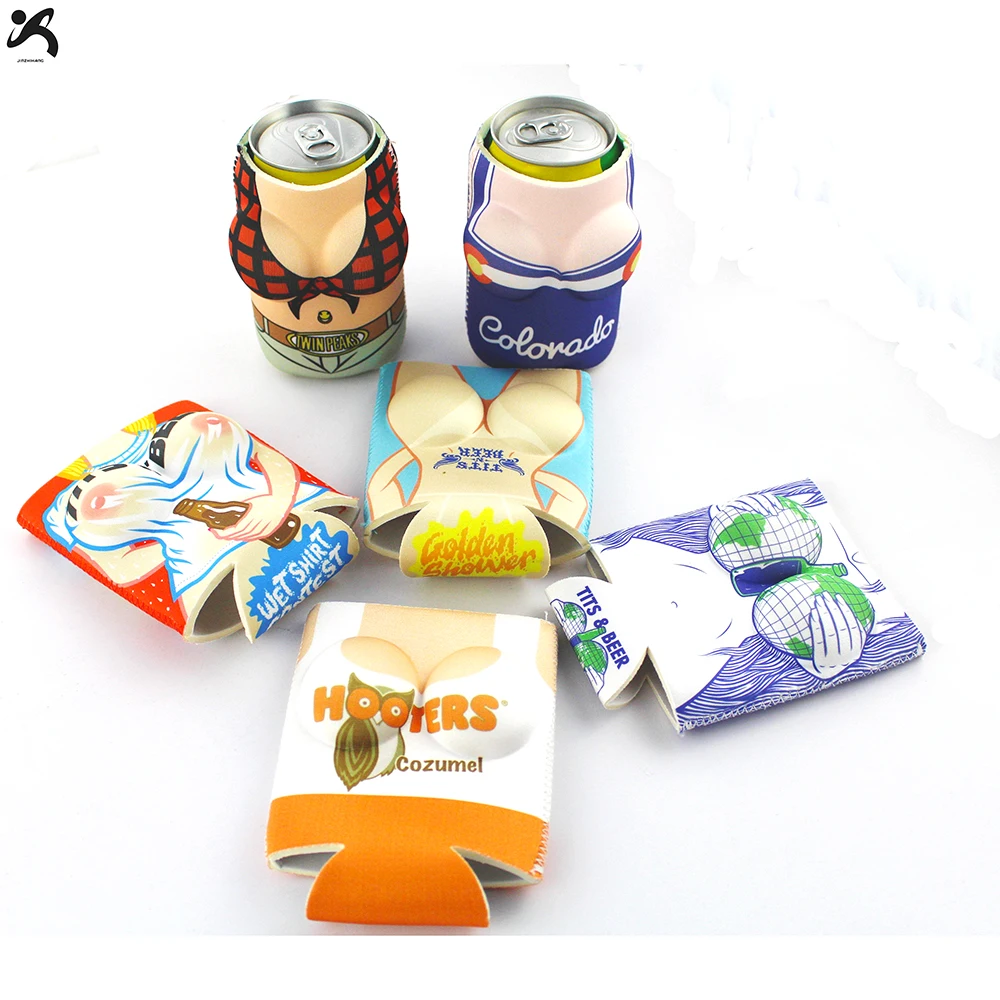 sublimation blank cooler ring bags wedding party insulated drink pu leather neoprene ultra slim line beer can cooler sleeve