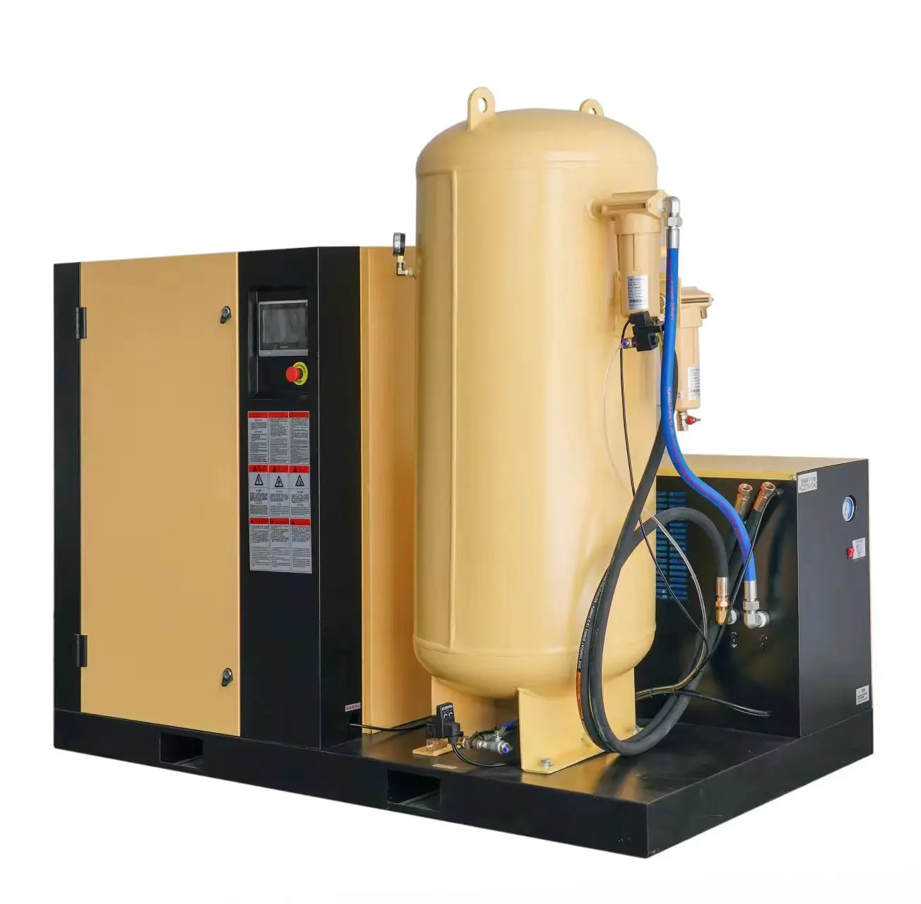 four in one high pressure screw air compressor 1.55 m pa  for fiber laser cutting machine air tank freeze dryer filter