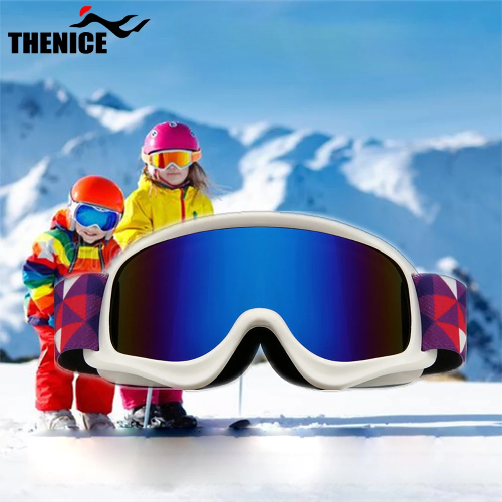 Thenice Small Batch Customization MOQ 50 Fashion Snow Goggles Frameless Double Anti Fog Custom Kids Ski Goggles