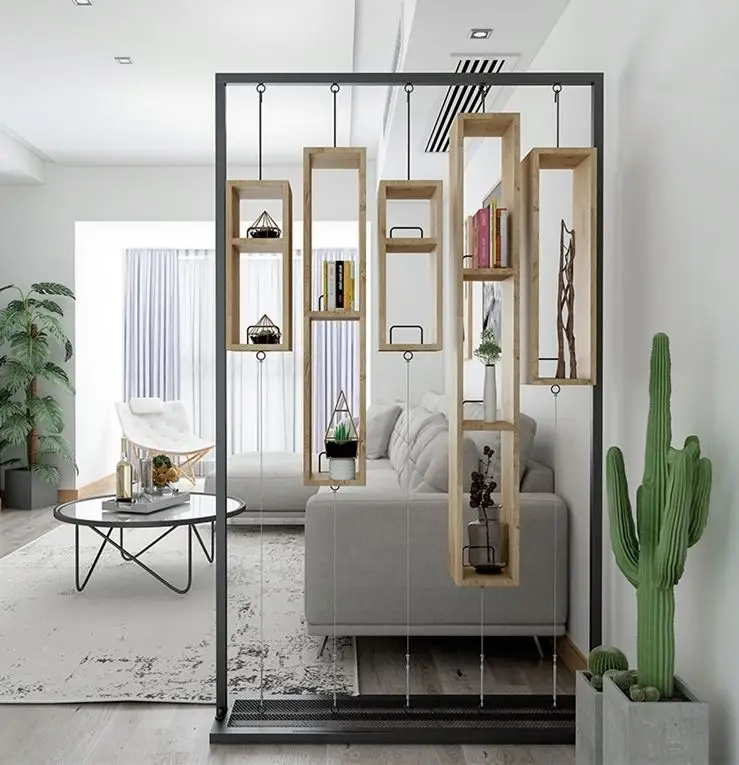 Скандинавский свет роскошная маленькая гостиная металлическая деревянная перегородка простой стиль делитель креативный современный пол полка для офиса