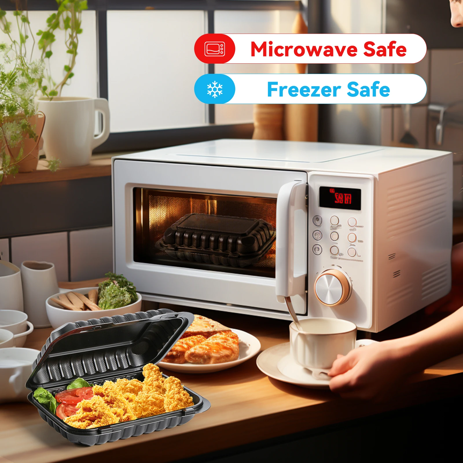 Certified Microwave/Dishwasher/Refrigerator Safe Hinged Food Storage Containers Disposable Takeaway Bento Box