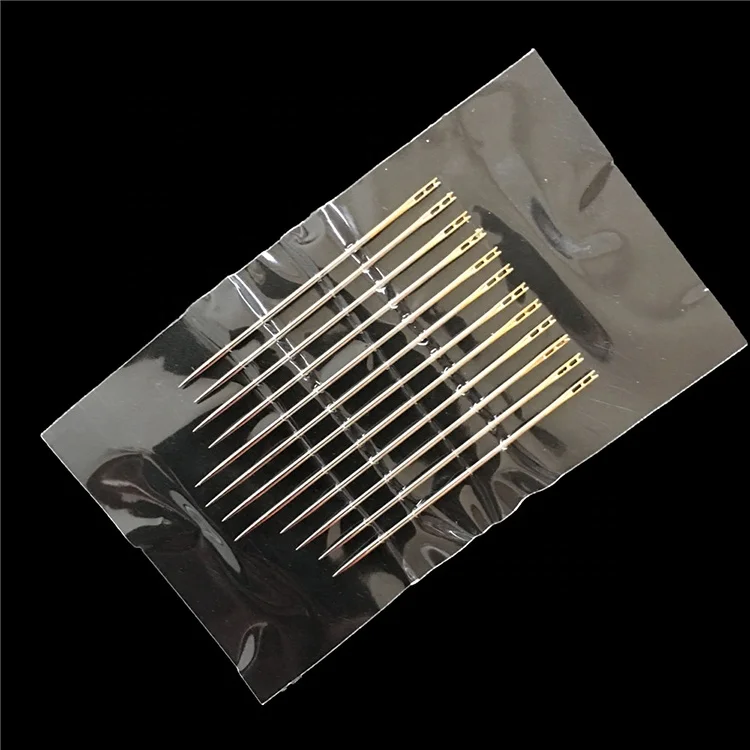 12pcs/set Blind Needles Gold Tail Multi-size Side Opening Stainless Steel Darning Hand Sewing Needles Embroidery Tool DIY Needle