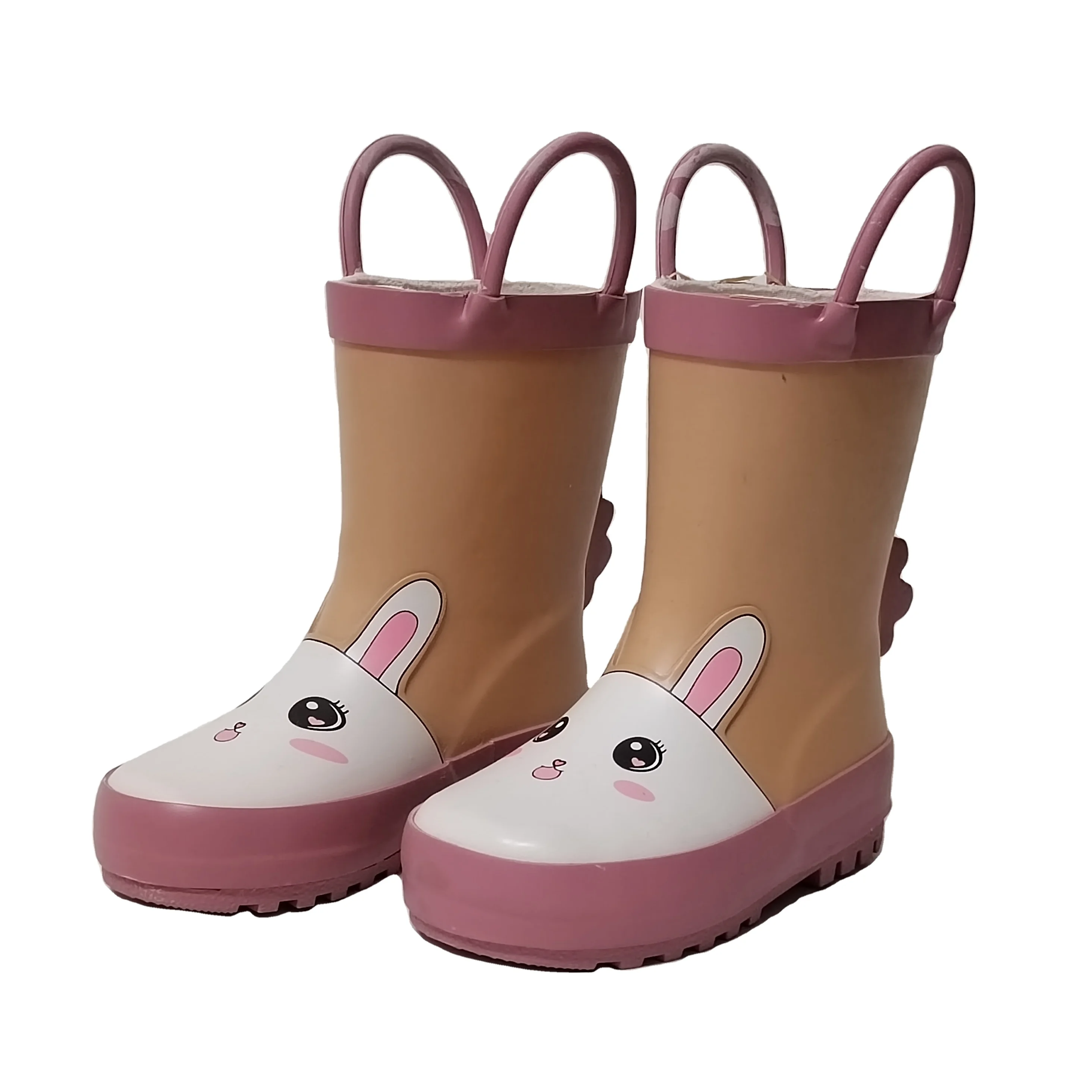 the latest design 3D rabbit printed rubber rain boots for Children Kids