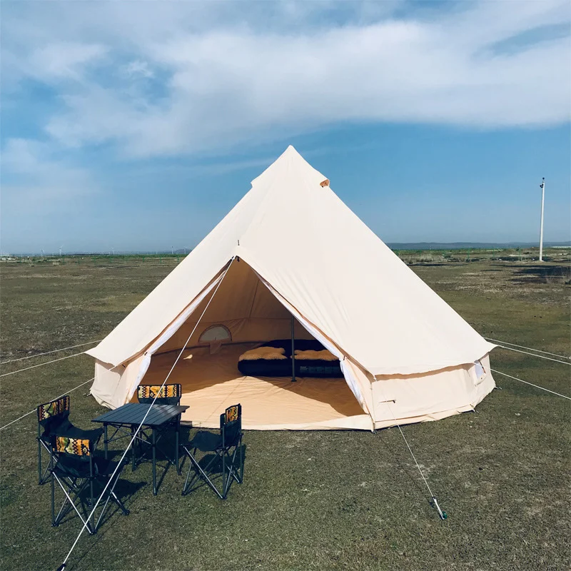 Hot Sales Customized Luxury White Cotton Bell Tent Outdoor Vintage Mongolian Yurt Waterproof Canvas Wholesale Canvas Tent