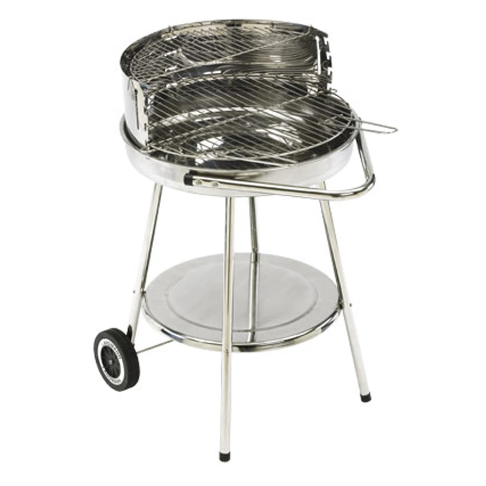 Grill Chef Charcoal Barbecue Trolley with Storage Table and Castors Height Adjustable Grill